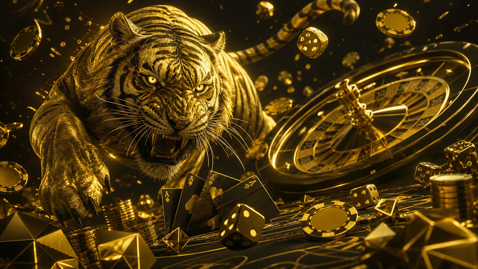 A dazzling tiger-themed casino hero banner with vibrant neon elements and luxurious textures, embodying the essence of tigerb